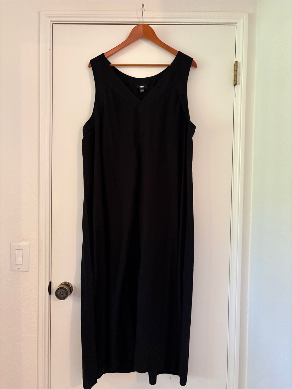 DKNYC Black Sleeveless Boho V-Neck Maxi Dress